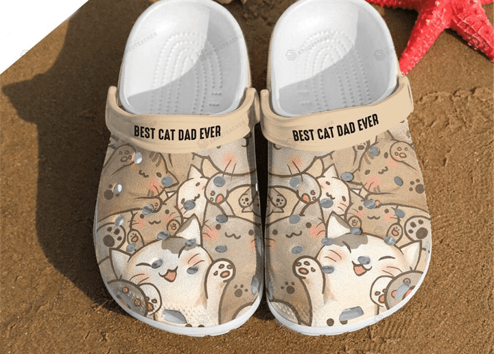 Best Cat Dad Ever Crocs Crocband Clogs, Gift For Lover Best Cat Dad Ever Crocs Comfy Footwear