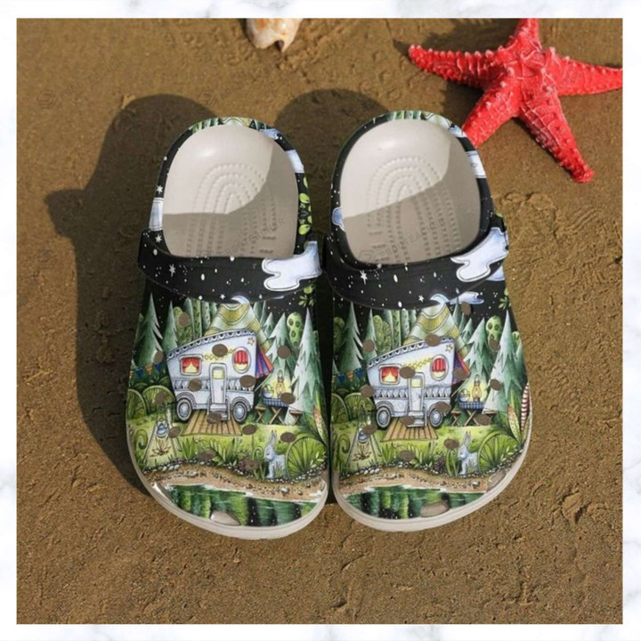 Camping Camper In The Night Crocs Crocband Clogs, Gift For Lover Camping Camper In The Night Crocs Comfy Footwear
