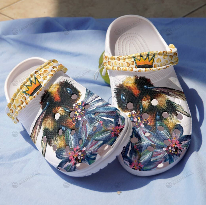 Lovely Queen Bee Crocs Crocband Clogs, Gift For Lover Queen Bee Crocs Comfy Footwear