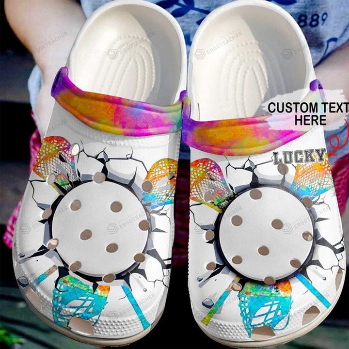 Personalized Lacrosse Crocs Crocband Clogs, Gift For Lover Lacrosse Crocs Comfy Footwear