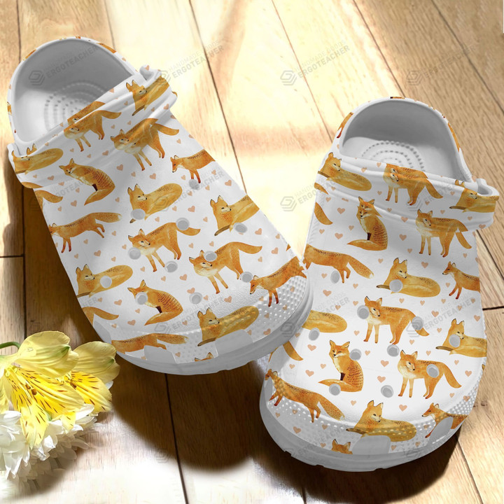 Fox Crocs Crocband Clogs, Gift For Lover Fox Crocs Comfy Footwear
