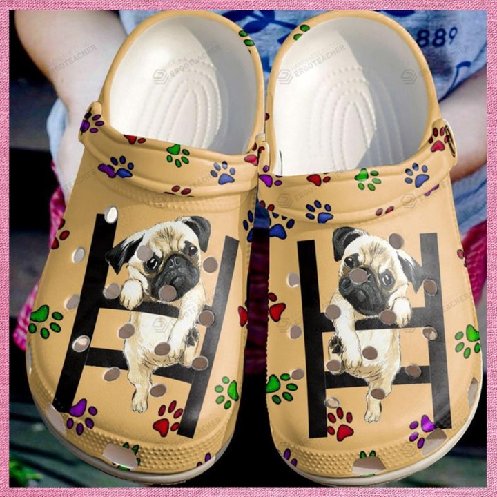 Pug Mom Crocs Crocband Clogs, Gift For Lover Pug Mom Crocs Comfy Footwear