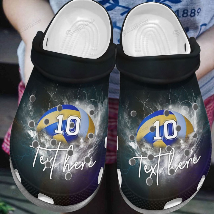 Personalized Volleyball Crocs Crocband Clogs, Gift For Lover Volleyball Crocs Comfy Footwear