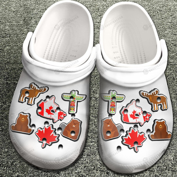 Canada With Symbols Crocs Crocband Clogs, Gift For Lover Canada With Symbols Crocs Comfy Footwear