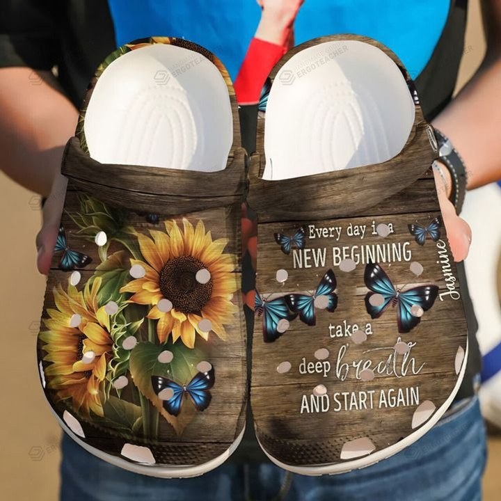 Butterfly And Sunflower Crocs Crocband Clogs, Gift For Lover Butterfly Magical Crocs Comfy Footwear