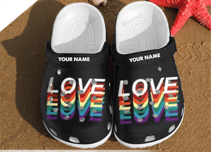 Custom Name Love Is Love Crocs Crocband Clogs, Gift For Lover Love Is Love Crocs Comfy Footwear