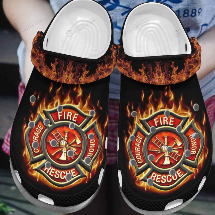 Awesome Firefighter Crocs Crocband Clog, Gift For Lover Awesome Firefighter Crocs Comfy Footwear