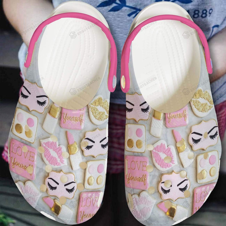 Makeup Crocs Crocband Clogs, Gift For Lover Makeup Crocs Comfy Footwear