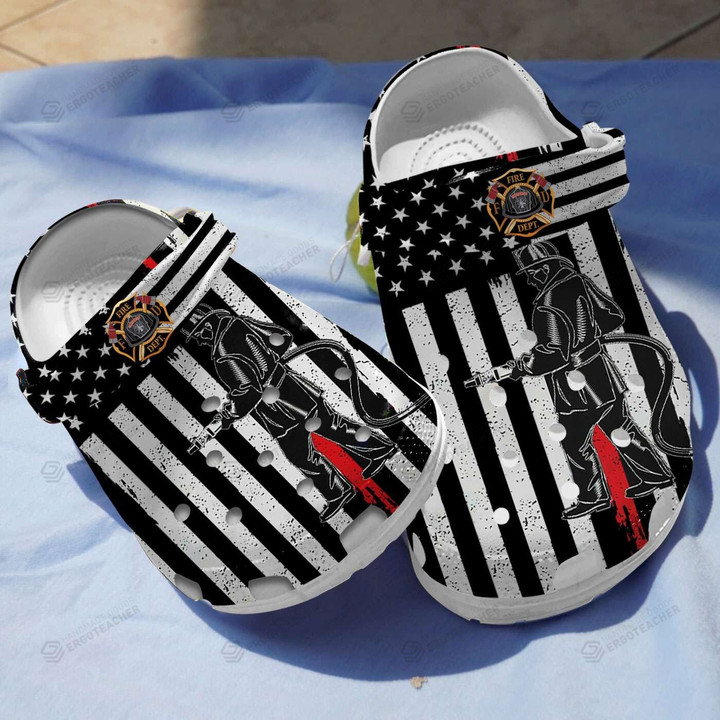 American Firefighter Crocs Crocband Clogs, Gift For Lover American Firefighter Crocs Comfy Footwear
