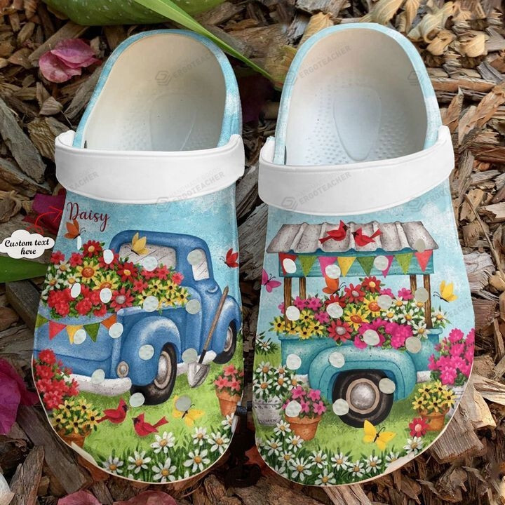 Personalized Gardening Flower Truck Crocs Crocband Clogs, Gift For Lover Gardening Flower Truck Crocs Comfy Footwear