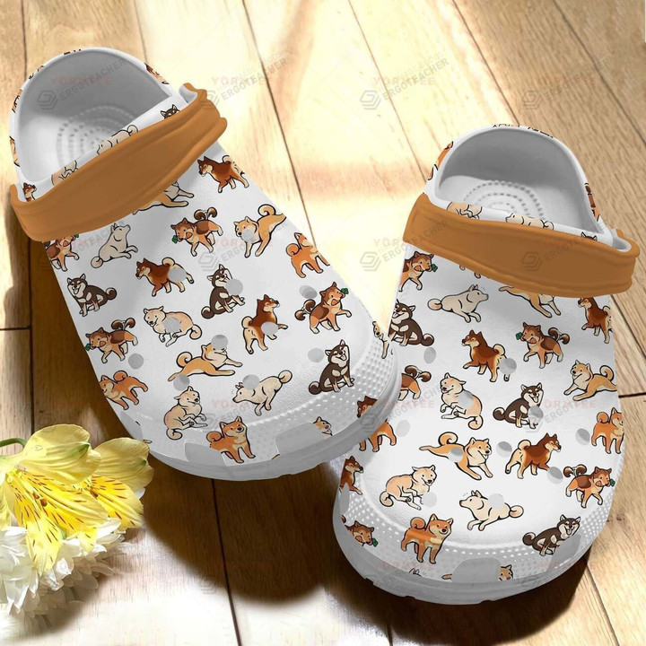 Cute Shiba Inu Crocs Crocband Clogs, Gift For Lover Cute Shiba Inu Crocs Comfy Footwear