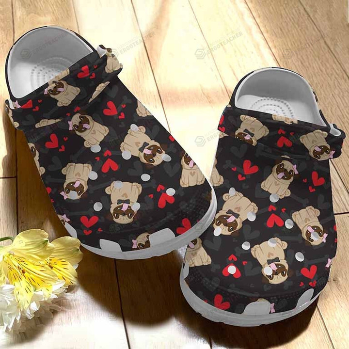The Love Pug Crocs Crocband Clogs, Gift For Lover The Love Pug Crocs Comfy Footwear
