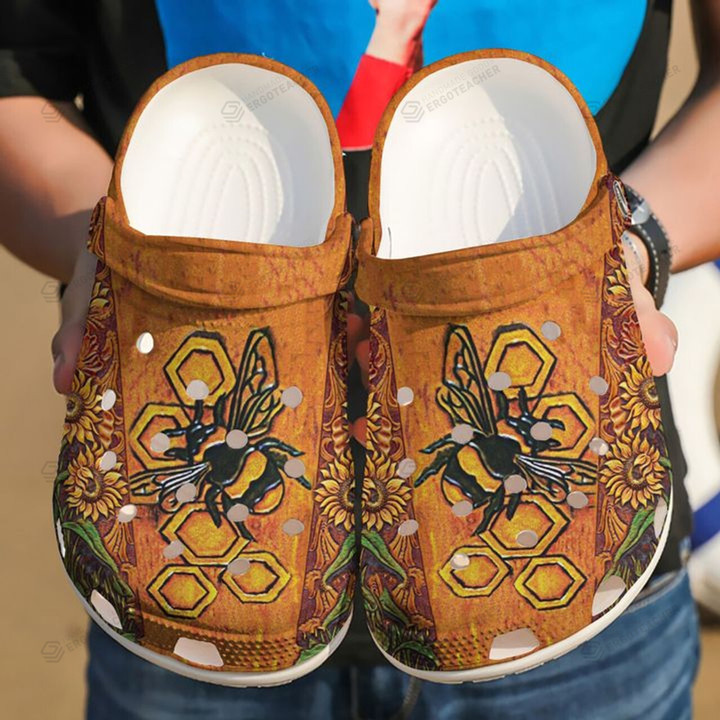 Bee Honey Crocs Crocband Clogs, Gift For Lover Bee Honey Crocs Comfy Footwear