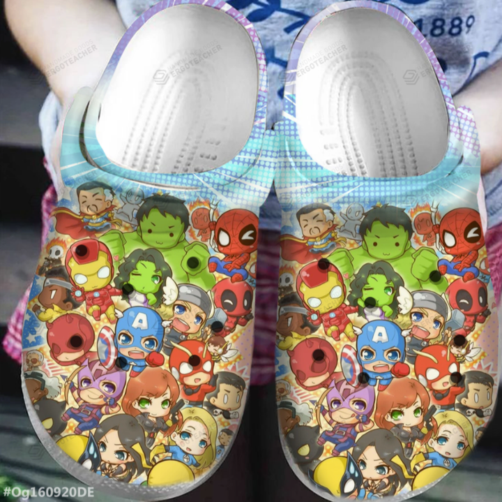 Marvel Heroes Chibi Crocs Crocband Clogs, Gift For Lover Marvel Marvel Heroes Heroes Crocs Comfy Footwear