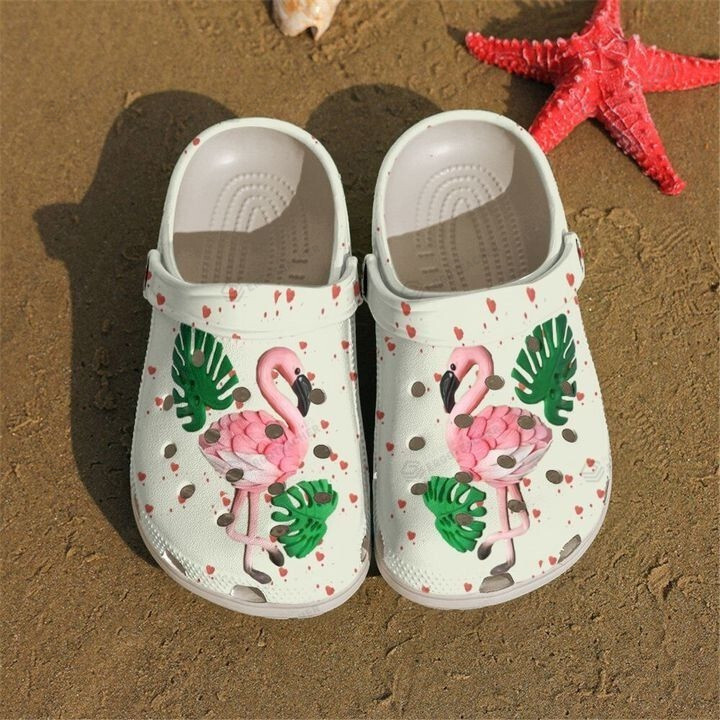 Flamingo Tropical Crocs Crocband Clogs, Gift For Lover Flamingo Tropical Crocs Comfy Footwear
