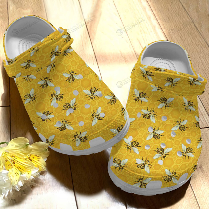 Bee Crocs Crocband Clogs, Gift For Lover Bee Crocs Comfy Footwear