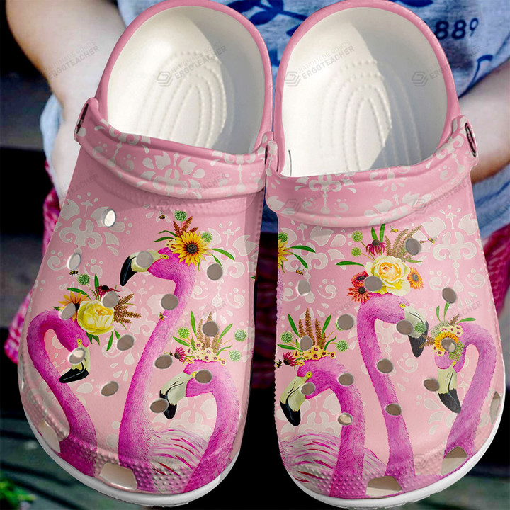 Flamingo Royal Crocs Crocband Clogs, Gift For Lover Flamingo Royal Crocs Comfy Footwear