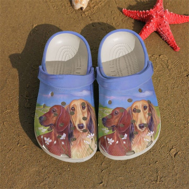 Dachshund With Floral Crocs Crocband Clog, Gift For Lover Dachshund With Floral Crocs Comfy Footwear