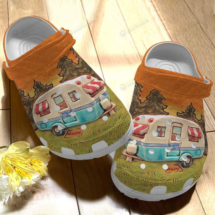 Camping Happy Campsite Crocs Crocband Clogs, Gift For Lover Camping Crocs Comfy Footwear