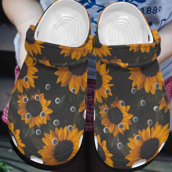 Sunflower Crocs Crocband Clogs, Gift For Lover Sunflower Crocs Comfy Footwear