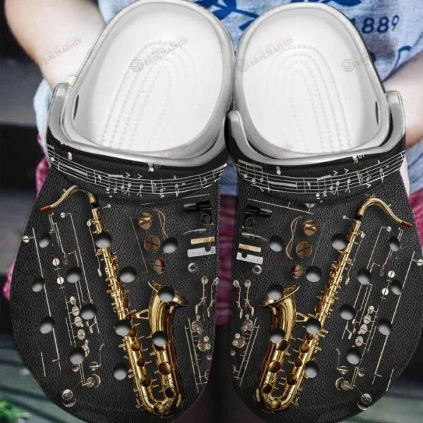 Saxophone Music Crocs Crocband Clogs, Gift For Lover Saxophone Music Crocs Comfy Footwear