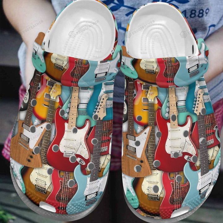 Guitar Crocs Crocband Clog, Gift For Lover Guitar Crocs Comfy Footwear