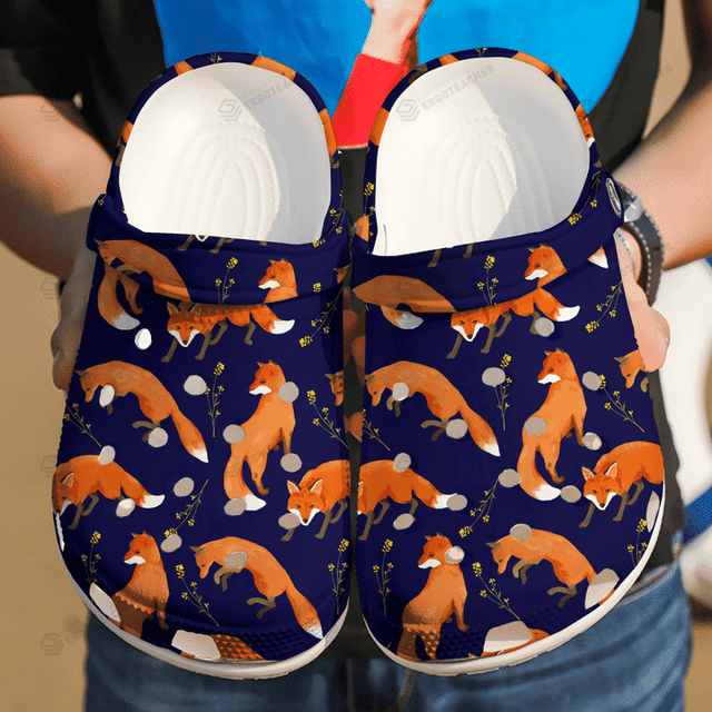 Teams Fox Art Crocs Crocband Clog, Gift For Lover Teams Fox Art Crocs Comfy Footwear