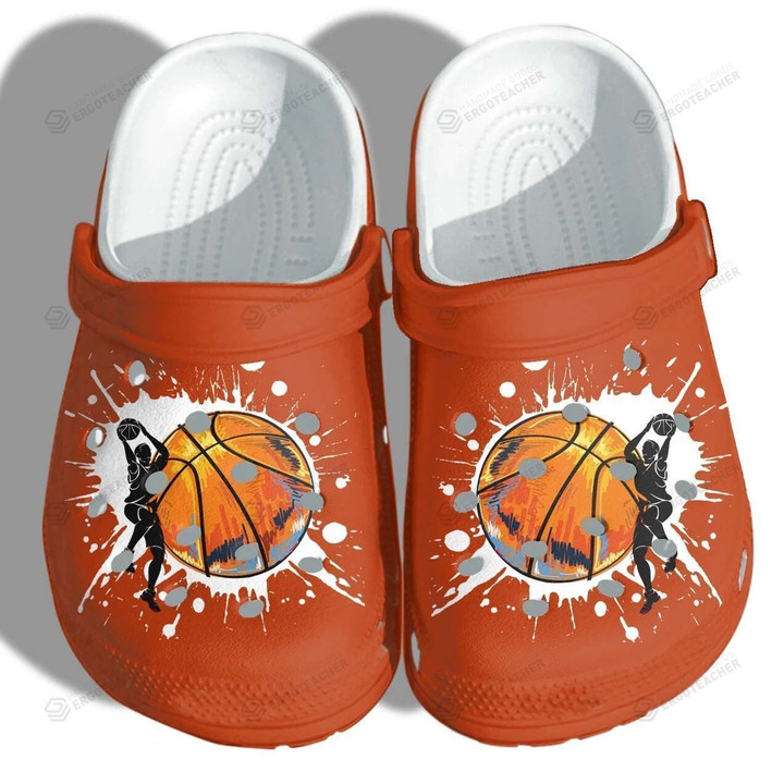Basketball Printed Crocs Crocband Clogs, Gift For Lover Basketball Printed Crocs Comfy Footwear