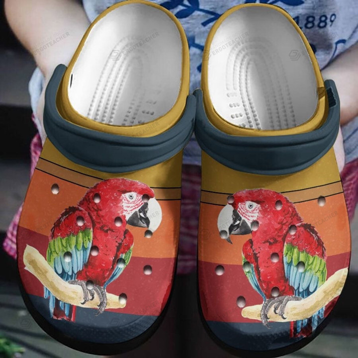 Angry Parrot Crocband Crocs Clogs, Gift For Lover Parrot Tropical Crocs Comfy Footwear