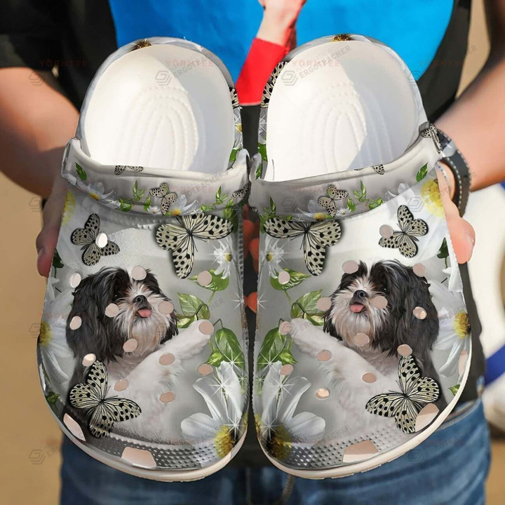Custom Name Shih Tzu Daisy Crocs Crocband Clogs, Gift For Lover Shih Tzu Daisy Crocs Comfy Footwear