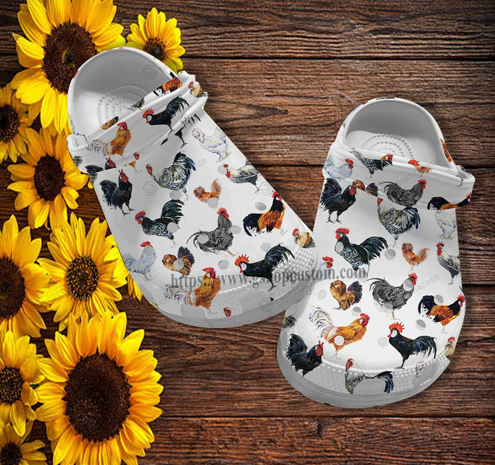 Girl-Farmer Chicken Crocs Crocband Clogs, Gift For Lover Girl-Farmer Chicken Crocs Comfy Footwear