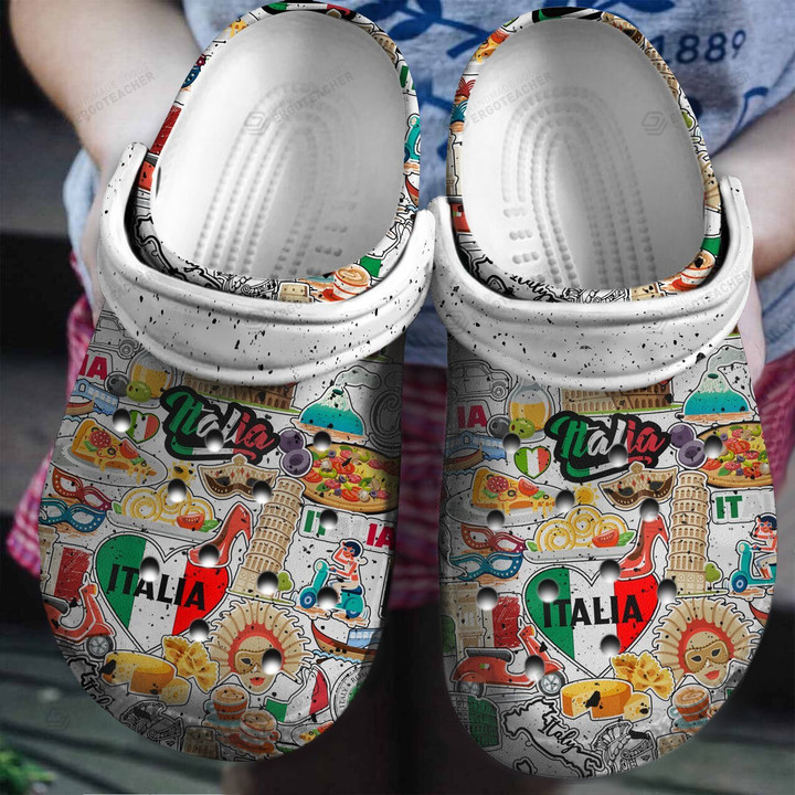 Italian Symbols Crocs Crocband Clogs, Gift For Lover Italian Symbols Crocs Comfy Footwear