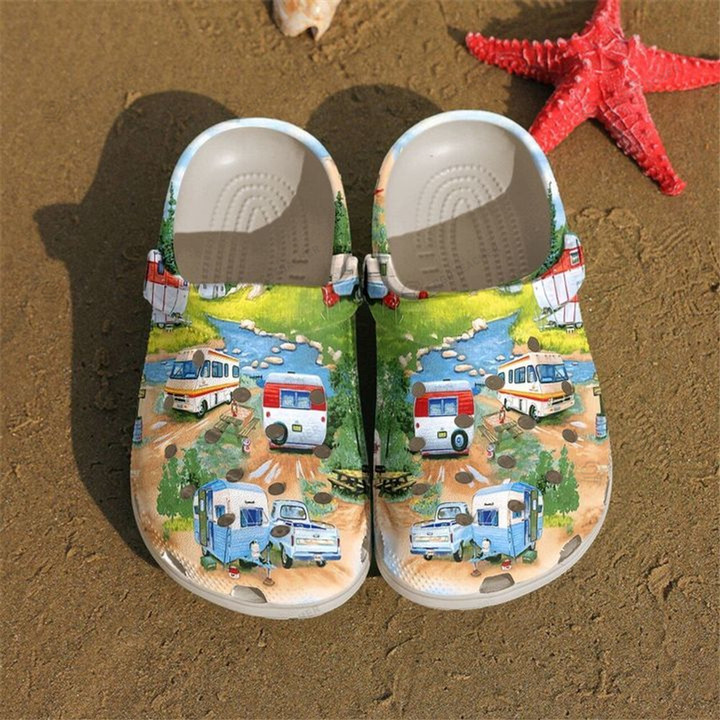 Camping At The Campsite Crocs Crocband Clogs, Gift For Lover Camping Crocs Comfy Footwear