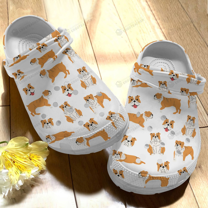 Dog English Bulldog Crocs Crocband Clogs, Gift For Lover Bulldog Crocs Comfy Footwear