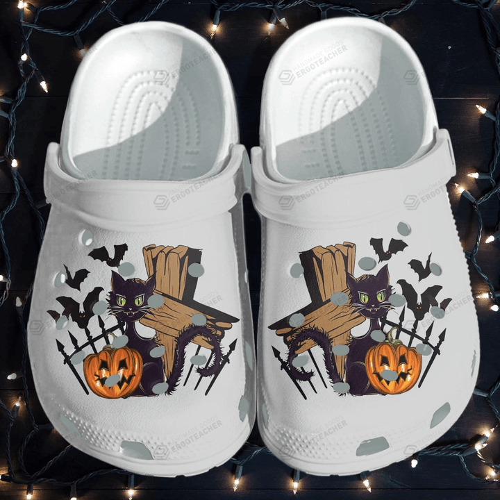 Cat With Trick Or Treat Crocs Crocband Clogs, Gift For Lover Cat With Trick Or Treat Crocs Comfy Footwear