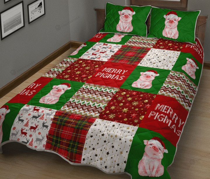 Pig Shape Pattern Christmas Quilt Bedding Sets