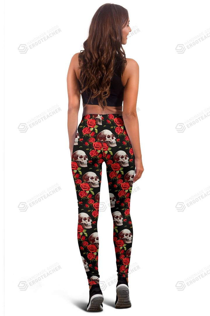 Red Rose Skull All Over Print 3D Legging