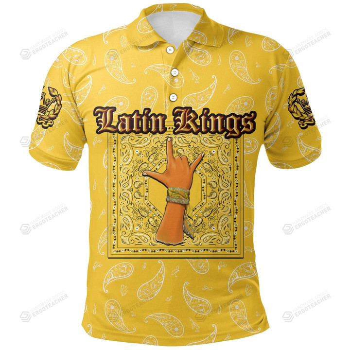 Latin Kings Gang Yellow Bandana Pattern Polo Shirt
