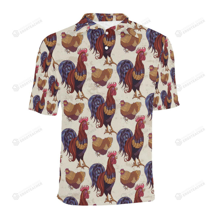 Rooster Pattern Unisex Polo Shirt