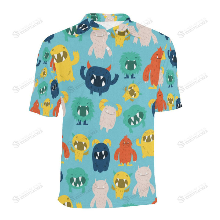 Monster Cartoon Pattern Unisex Polo Shirt