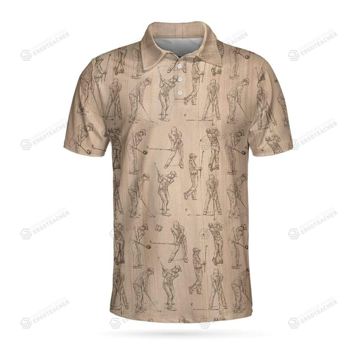 Golfer Pencil Painting Father'S Day Polo Shirt