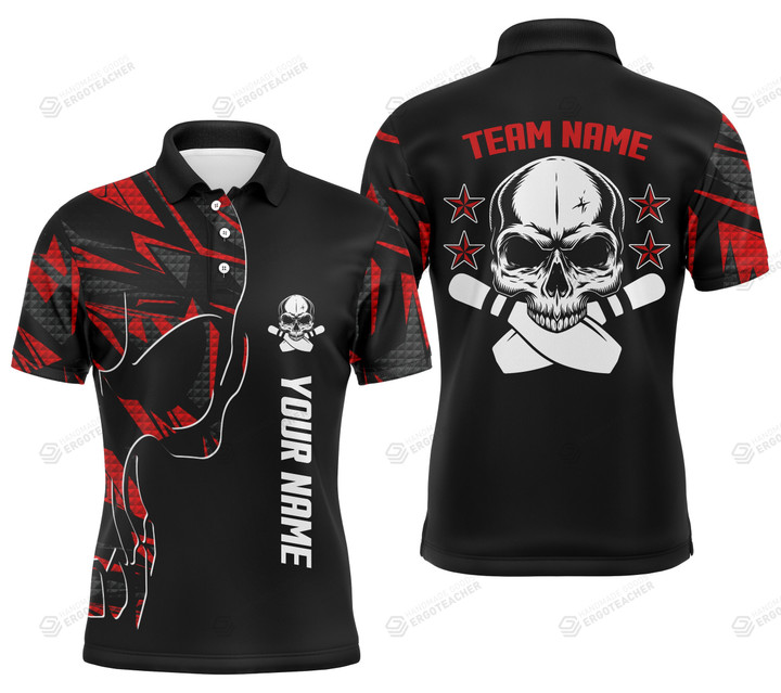 Bowling Personalized Unisex Polo Shirt, Skull Bowling Unisex Golf Shirt