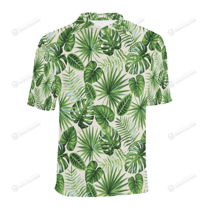 Palm Leaf Pattern Polo Shirt