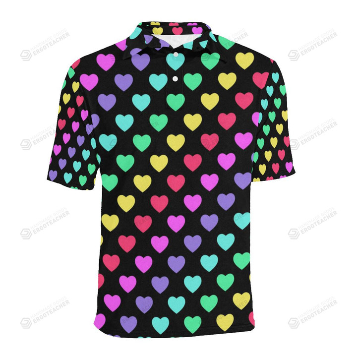 Heart Rainbow Pattern Unisex Polo Shirt