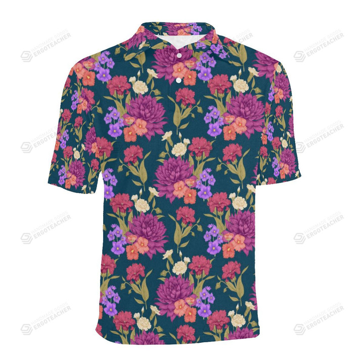 Dahlia Pattern Unisex Polo Shirt