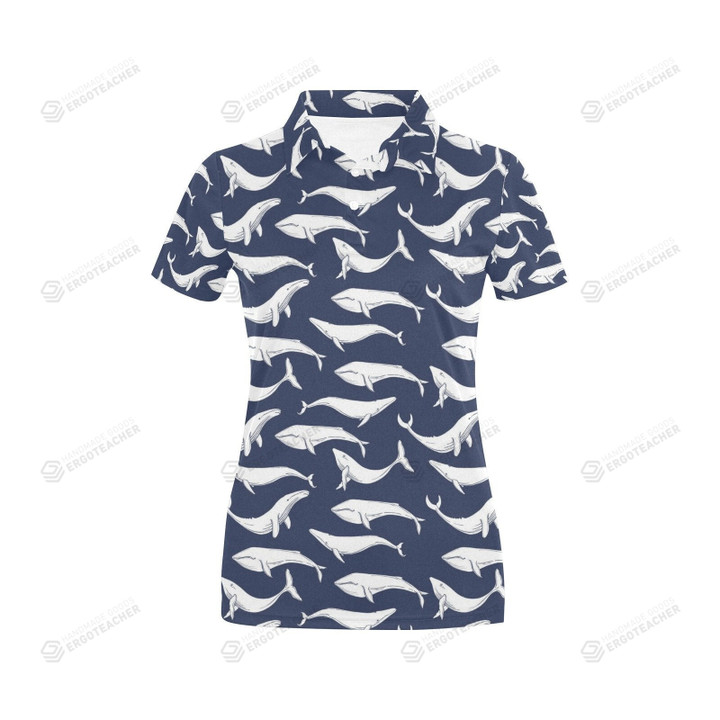 Whale Print Unisex Polo Shirt