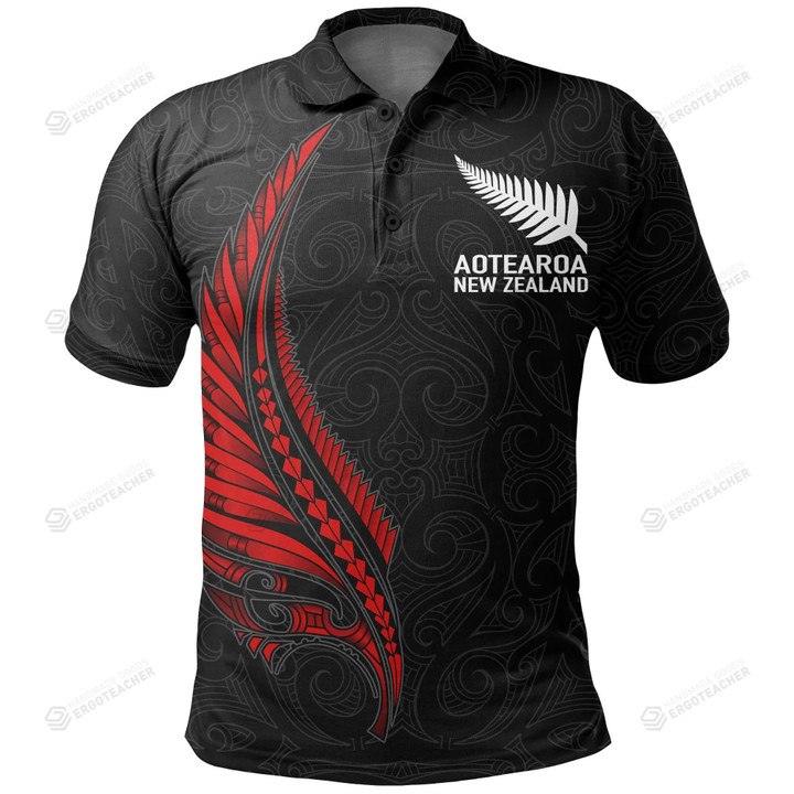 New Zealand Aotearoa Maori Fern Tattoo Polo Shirt