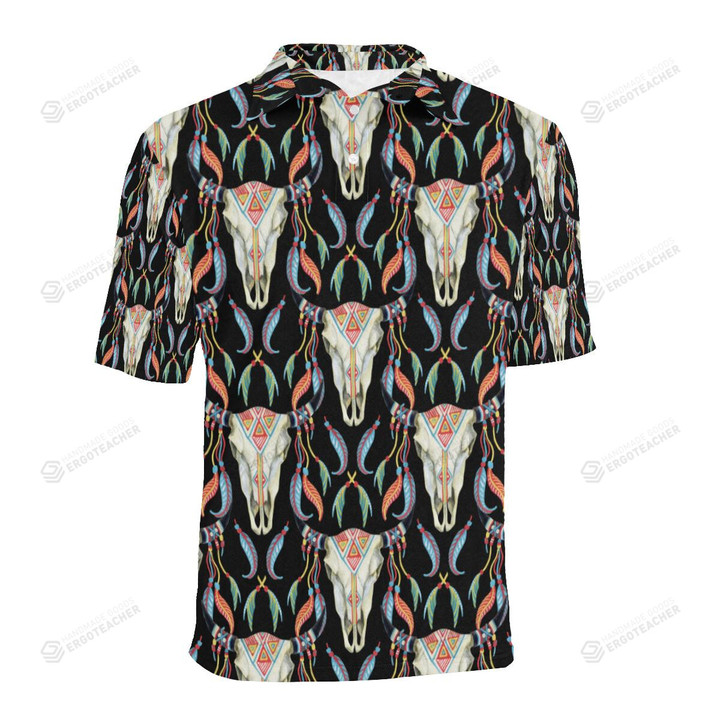 Buffalo Head Boho Style Pattern Print Unisex Polo Shirt