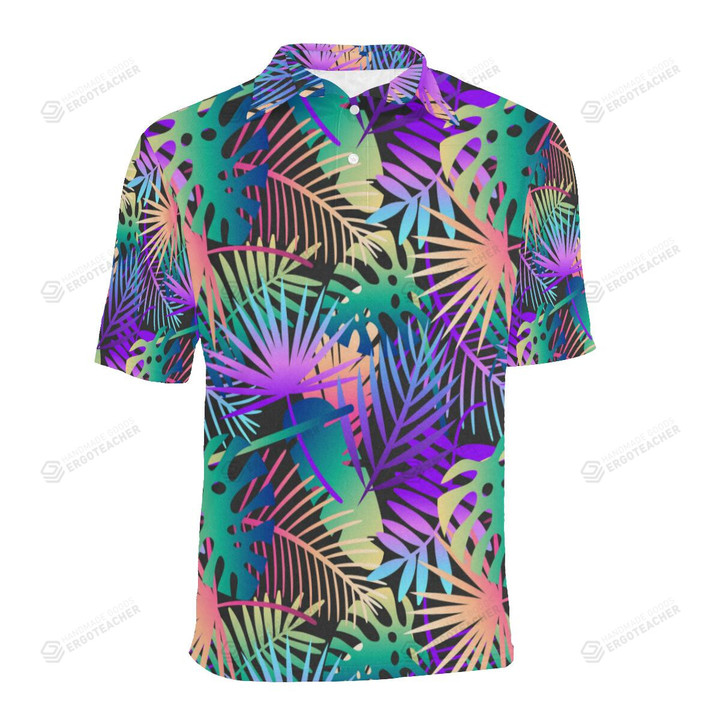 Neon Flower Tropical Palm Leaves Unisex Polo Shirt