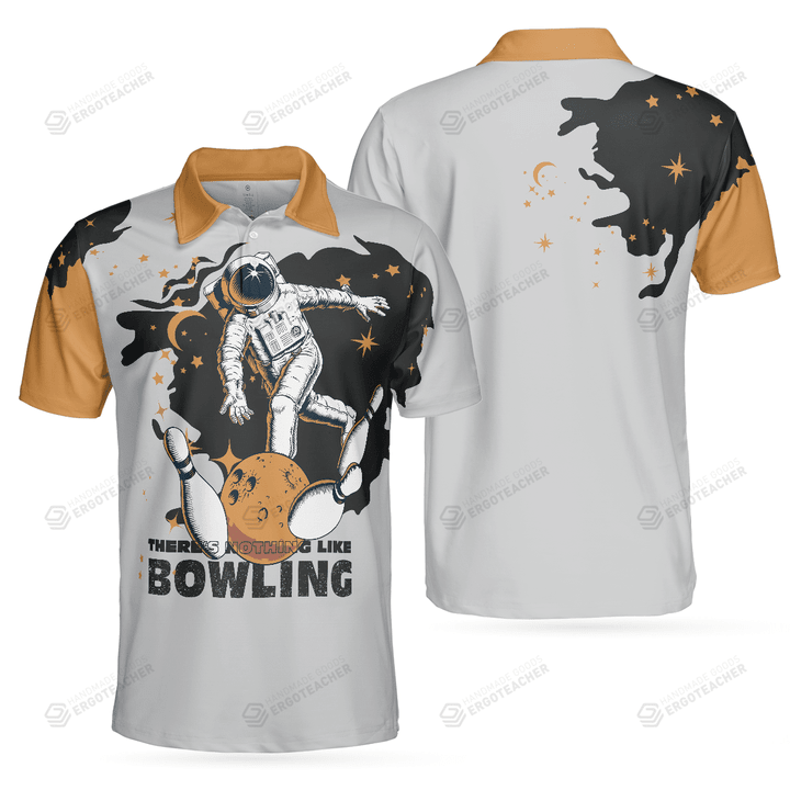 Bowling Astronaut in Space Short Sleeve Polo Shirt